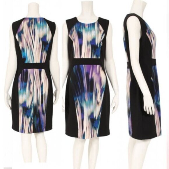 Calvin Klein Black Abstract Sleeveless Dress - Picture 1 of 13